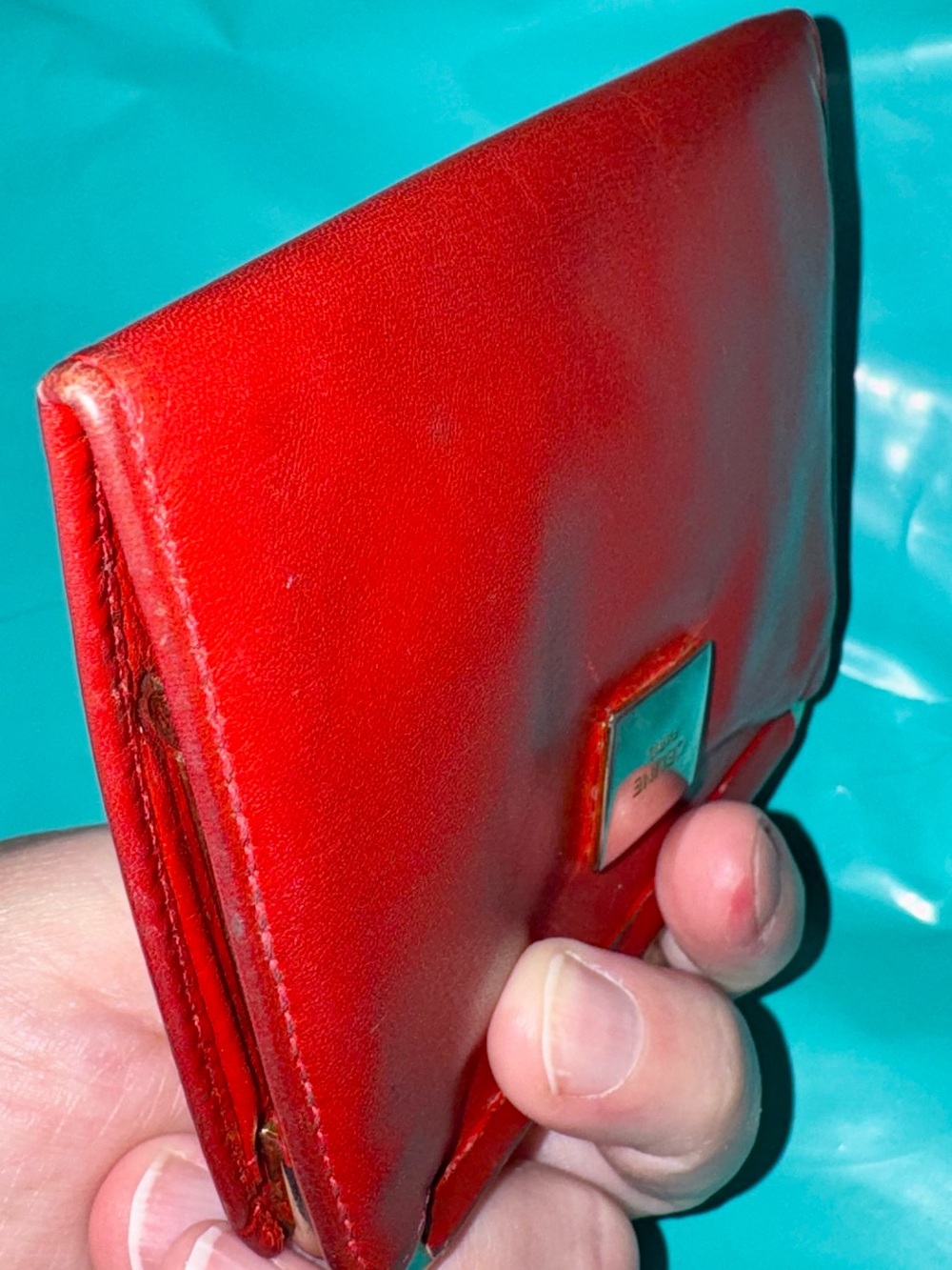 Celine rare Vintage Red Leather Kiss-Lock Wallet coin-purse luxury charming - Picture 8 of 16